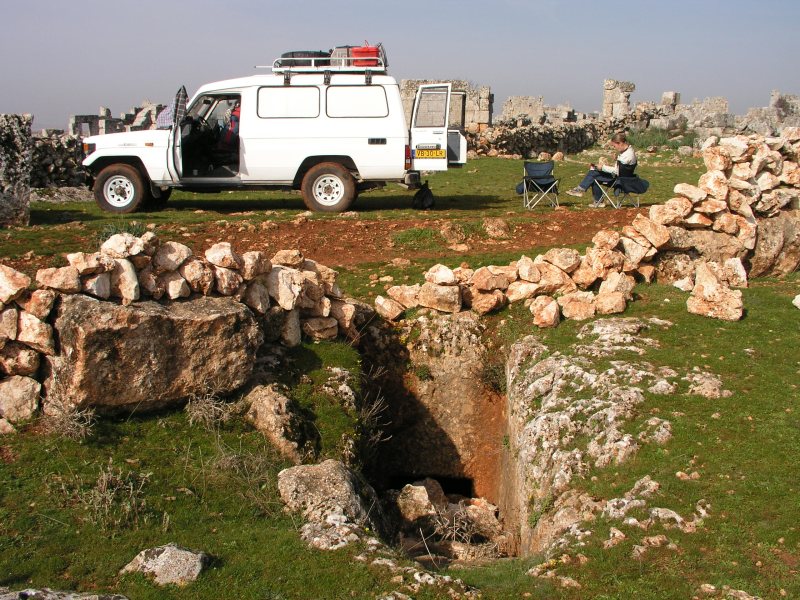 Camping above a Byzantine tomb, Syria
