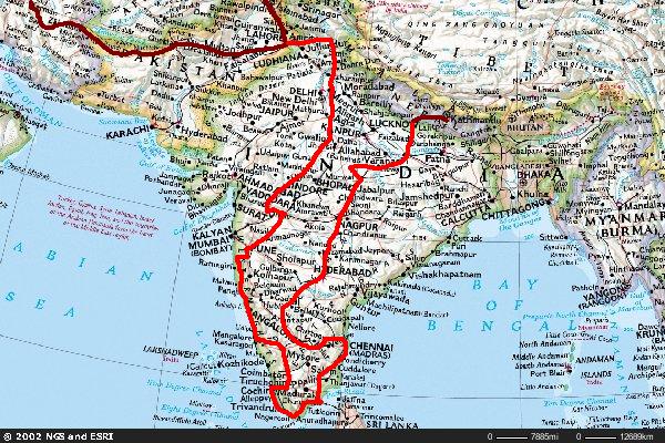 Route in India